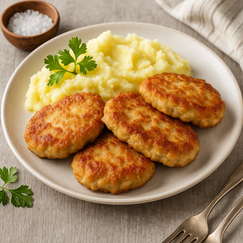 Биточки зі свинини з картопляним пюре