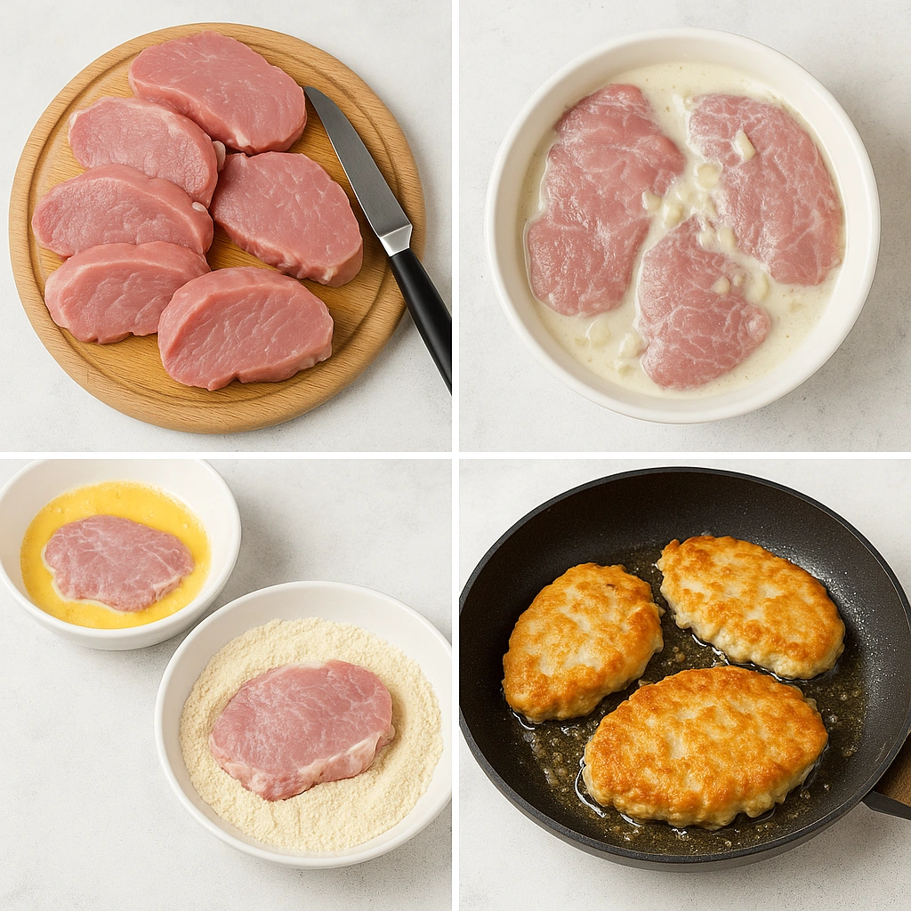 Етапи приготування биточків зі свинини