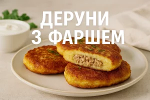 Деруни з фаршем — обкладинка рецепту