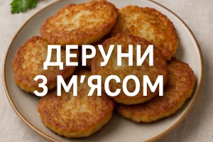 Деруни з м’ясом зверху