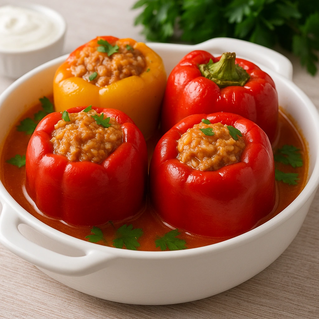 Готові фаршировані перці в томатному соусі