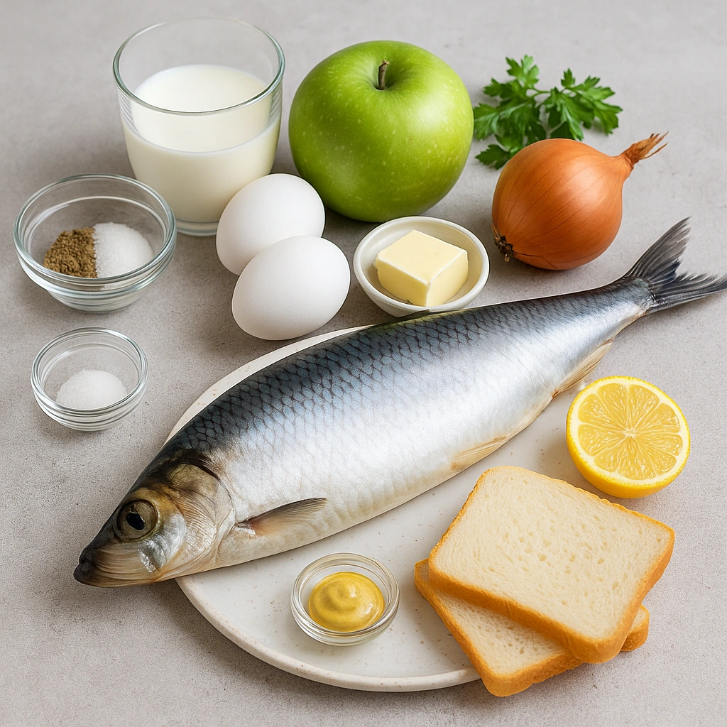 Інгредієнти для форшмаку із оселедця на білому столі