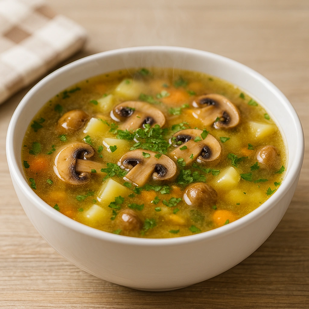 Грибний суп у тарілці крупним планом
