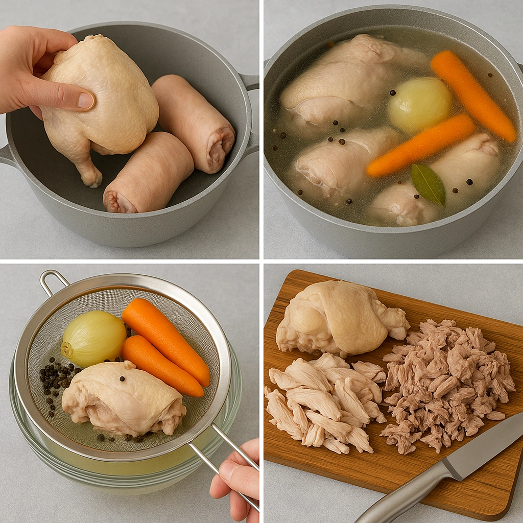 Етапи приготування холодцю з курки та свинини
