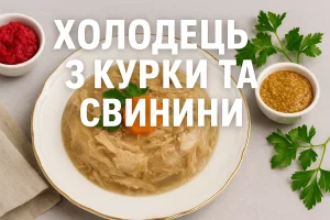 Обкладинка статті — холодець з курки та свинини