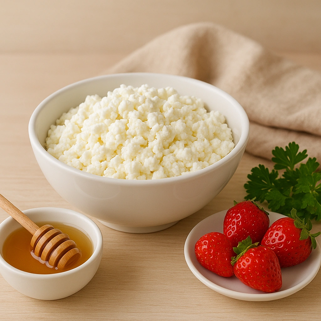 Домашній сир з медом, ягодами та зеленню