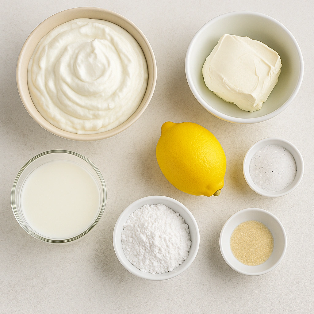 Інгредієнти для йогуртового крему на столі