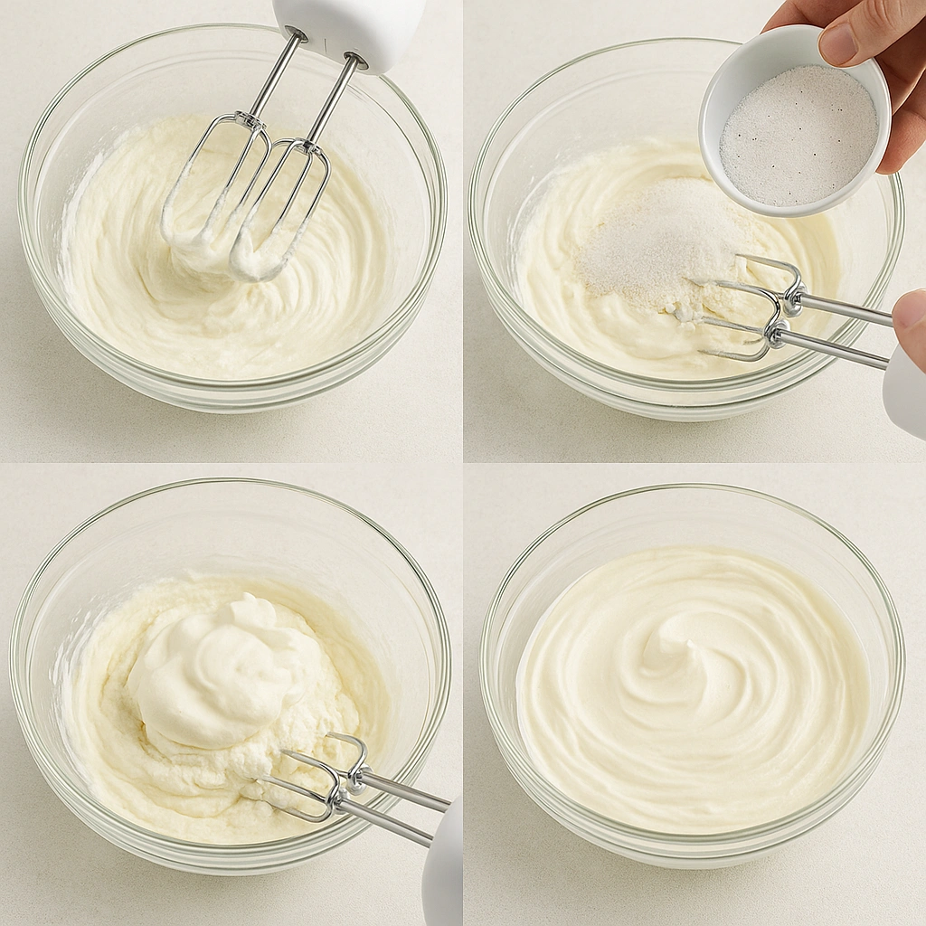 Колаж процесу приготування йогуртового крему