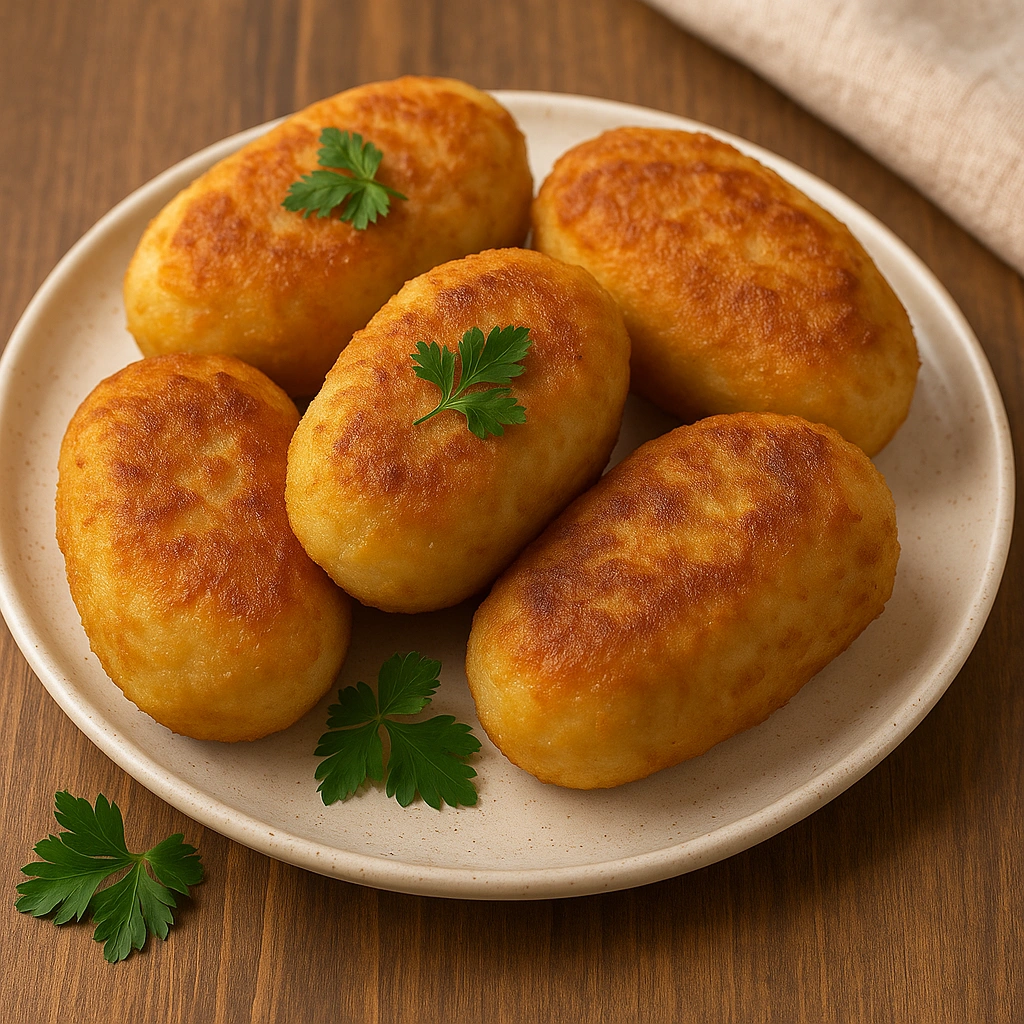 Картопляні зрази з м’ясним фаршем на тарілці