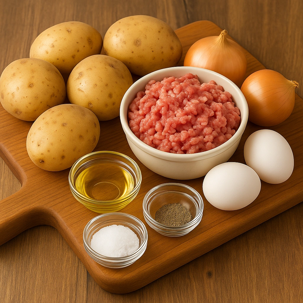 Інгредієнти для картопляних зраз з м’ясом