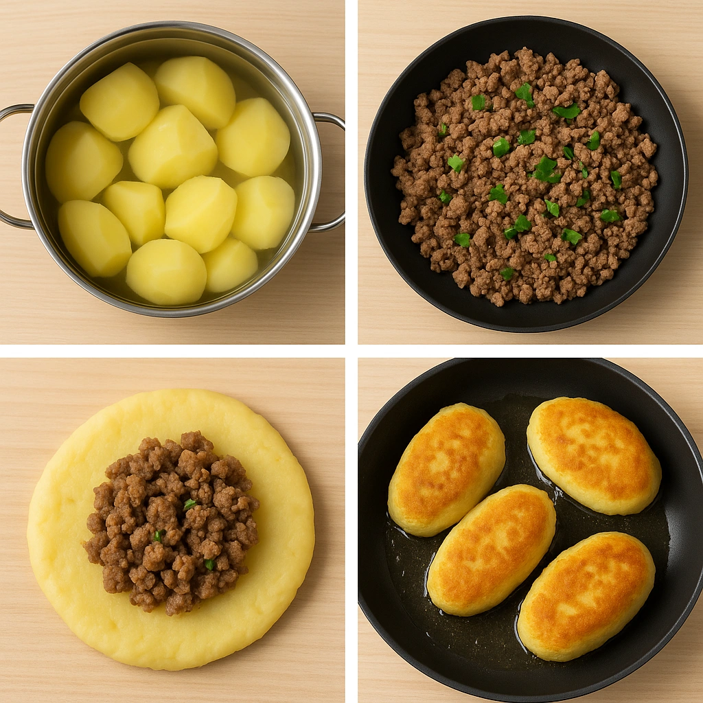 Покрокове приготування картопляних зраз з м’ясним фаршем