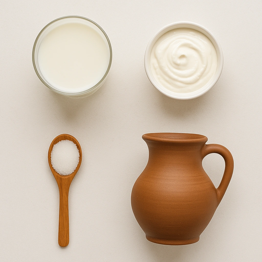 Інгредієнти для приготування домашнього кефіру