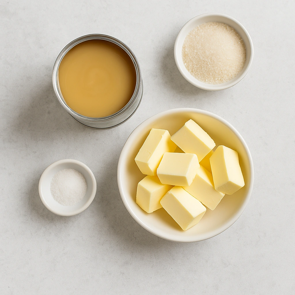 Інгредієнти для крему зі згущеного молока і масла