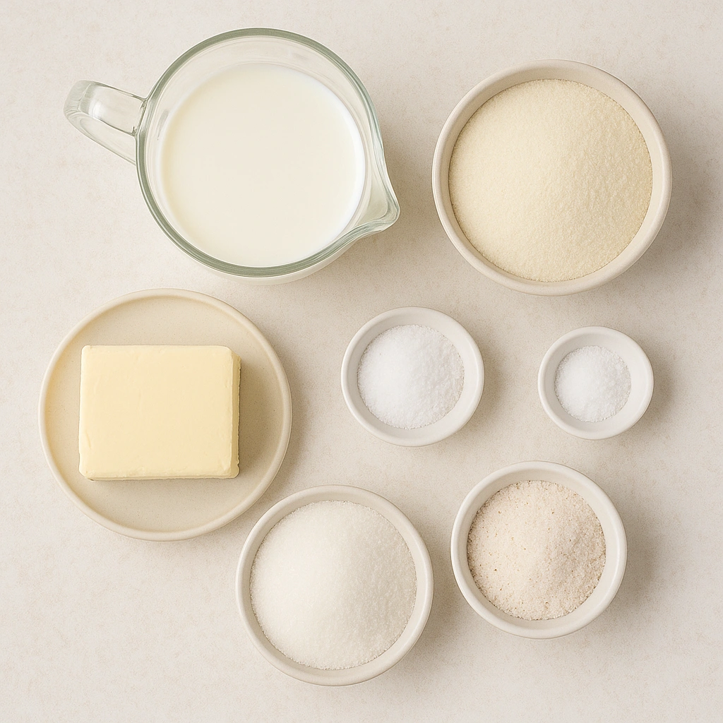 Інгредієнти для манного крему на столі