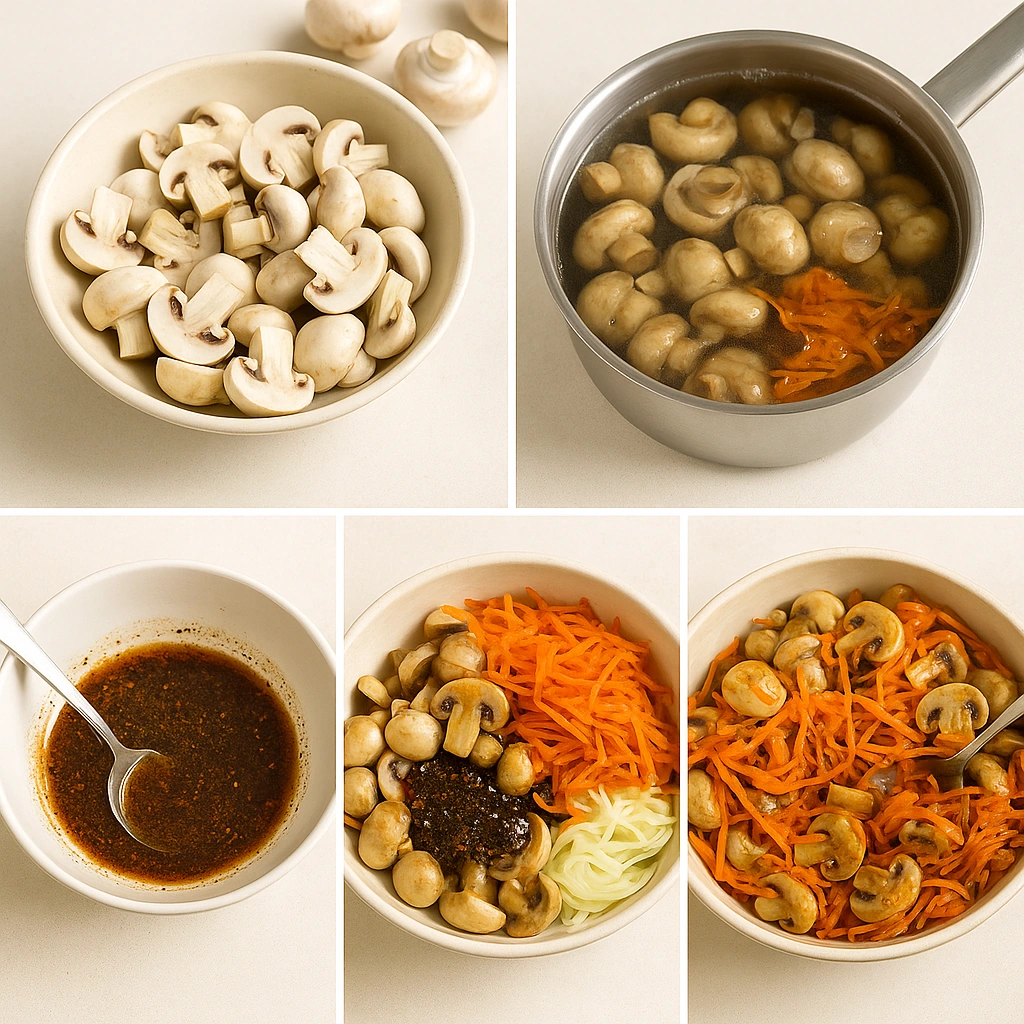 Процес приготування печериць по-корейськи покроково