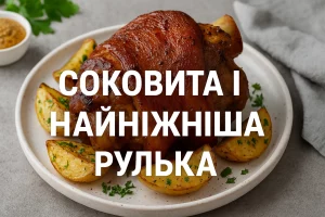 Обкладинка статті з написом «Соковита і найніжніша рулька»