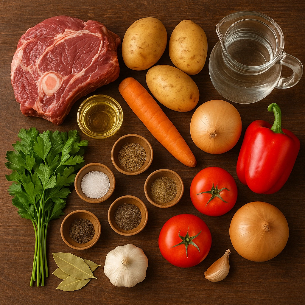 Інгредієнти для шурпи на кухонному столі