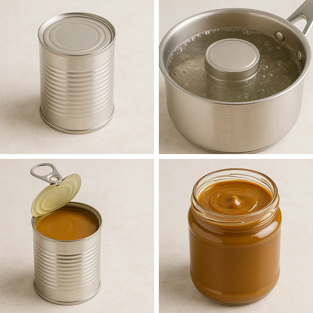 Покроковий процес варіння згущеного молока у банці