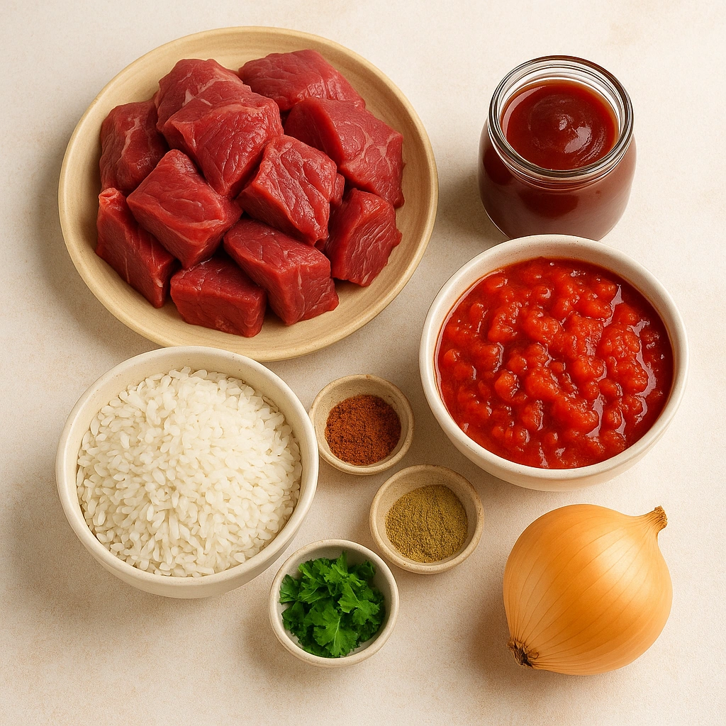 Інгредієнти для супу харчо на столі