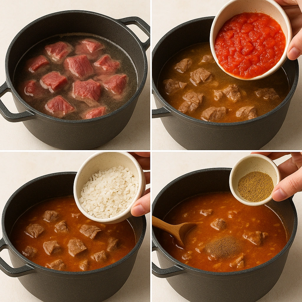 Процес приготування супу харчо крок за кроком