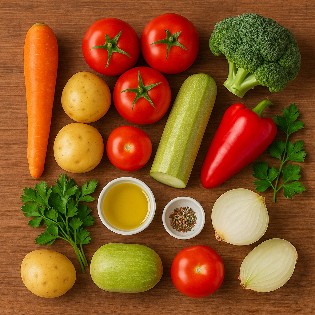 Інгредієнти для овочевого супу на кухонному столі
