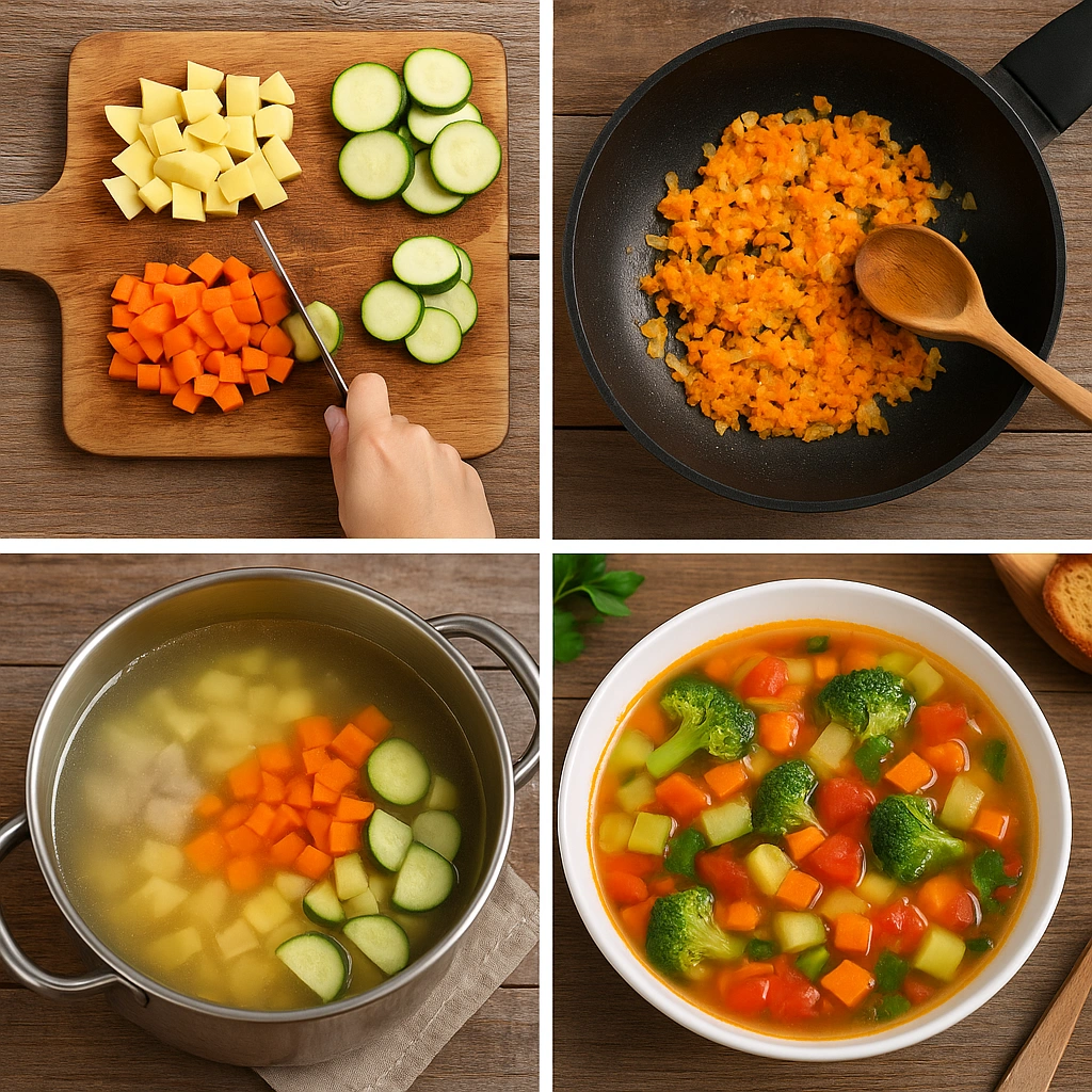 Процес приготування овочевого супу крок за кроком