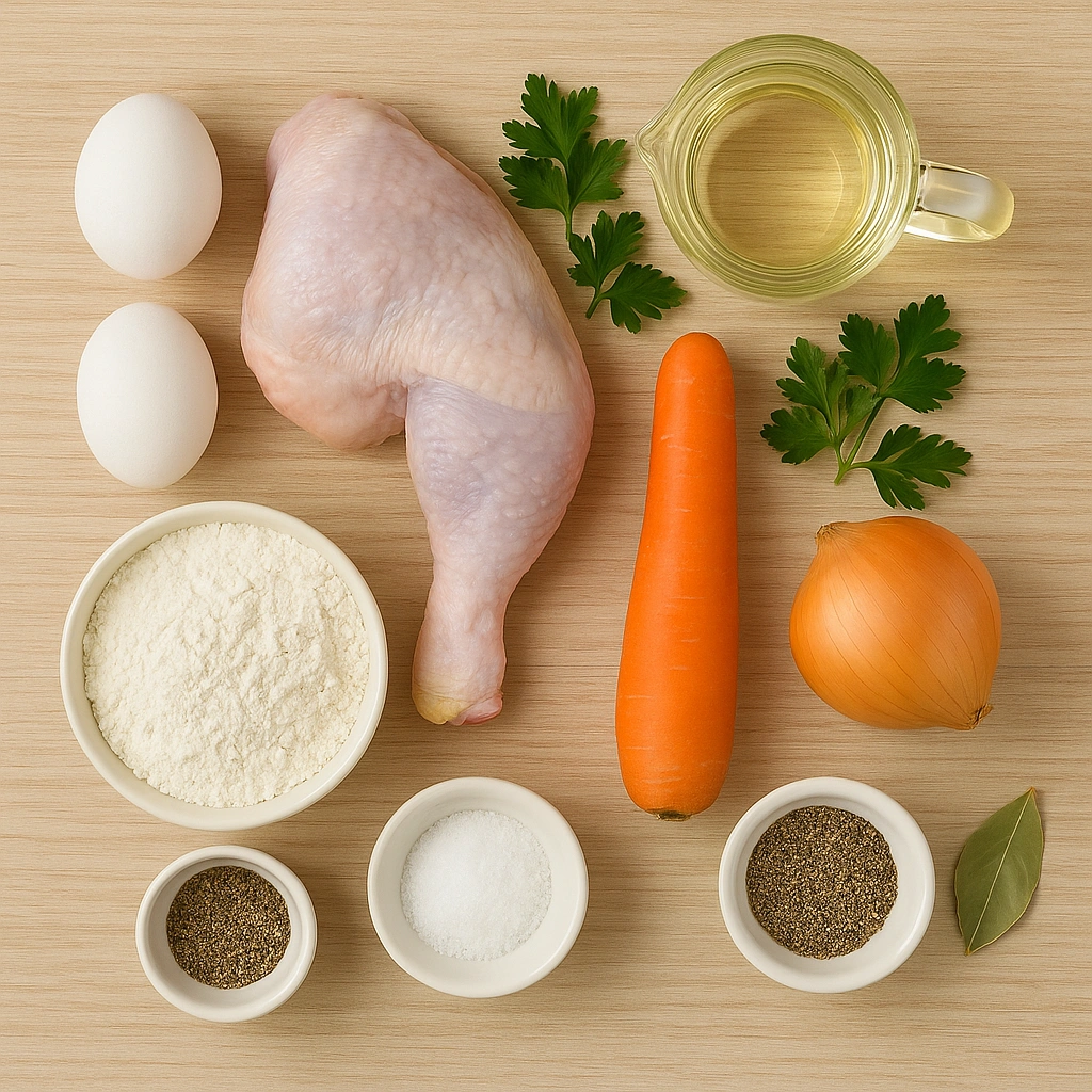 Інгредієнти для супу з домашньою локшиною