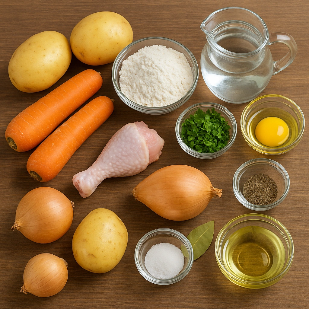 Інгредієнти для супу з галушками на столі