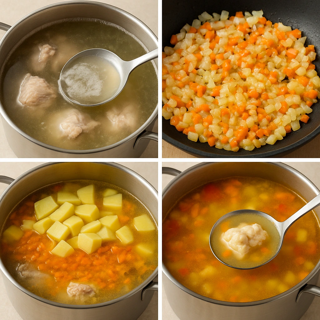 Покрокове приготування супу з галушками