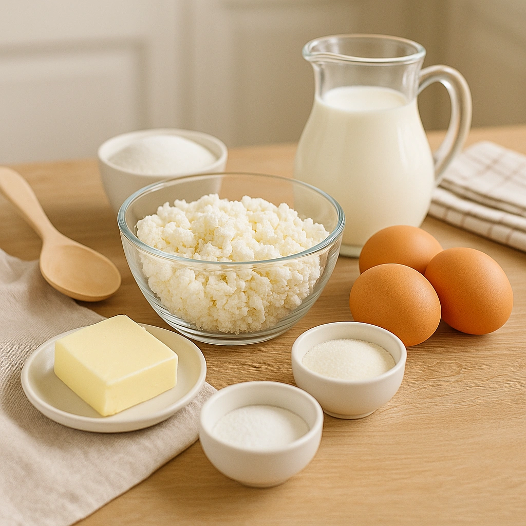 Інгредієнти для приготування сирної запіканки