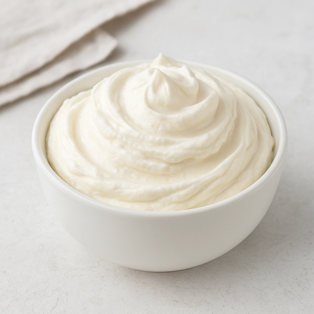 Ніжний творожний крем у білій мисці