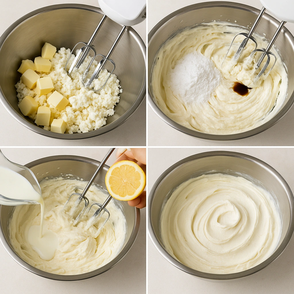 Колаж приготування творожного крему