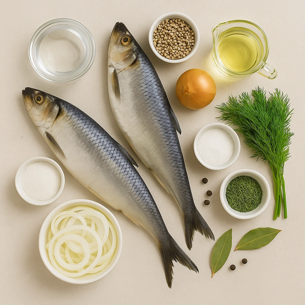 Інгредієнти для маринування оселедця