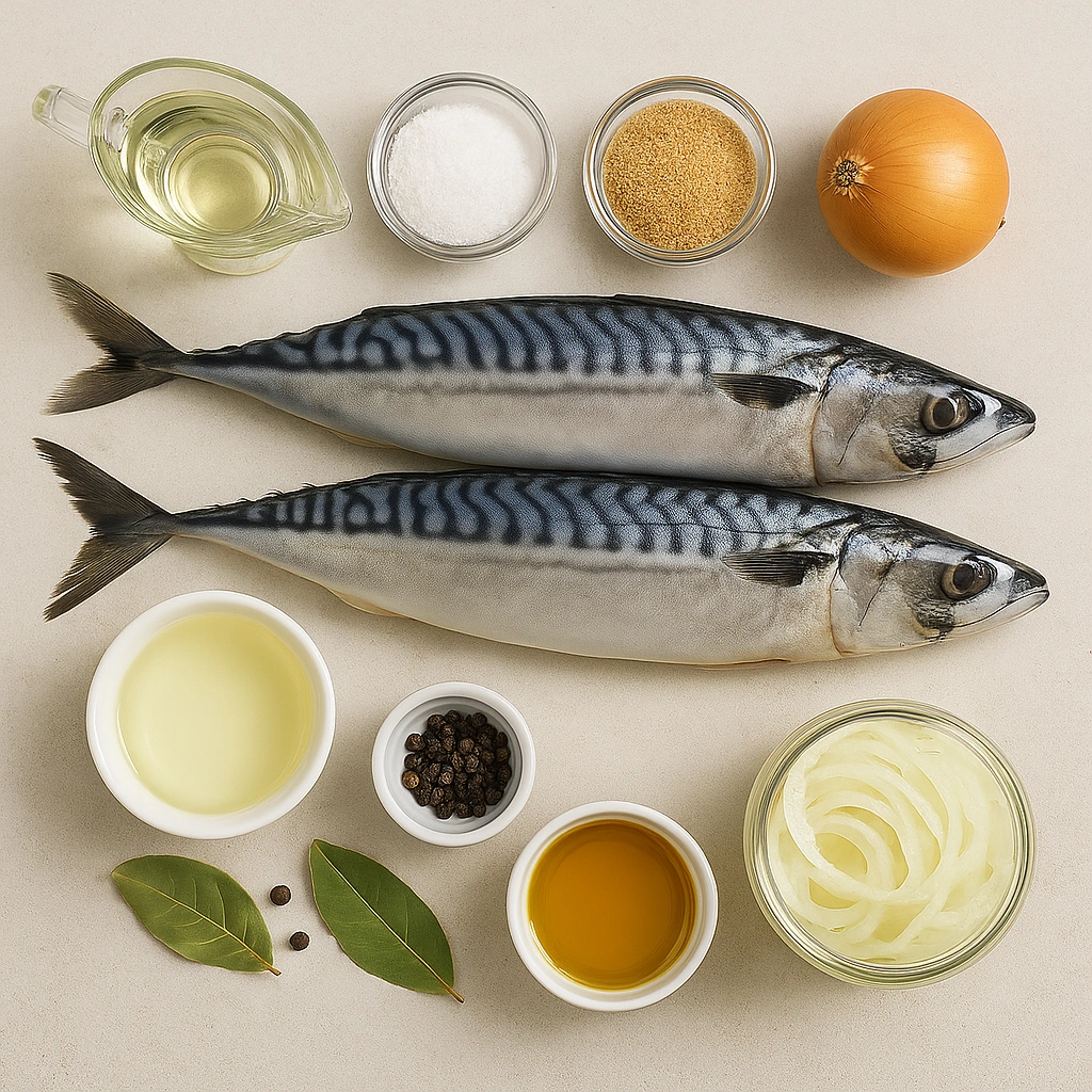 Інгредієнти для маринування скумбрії на столі