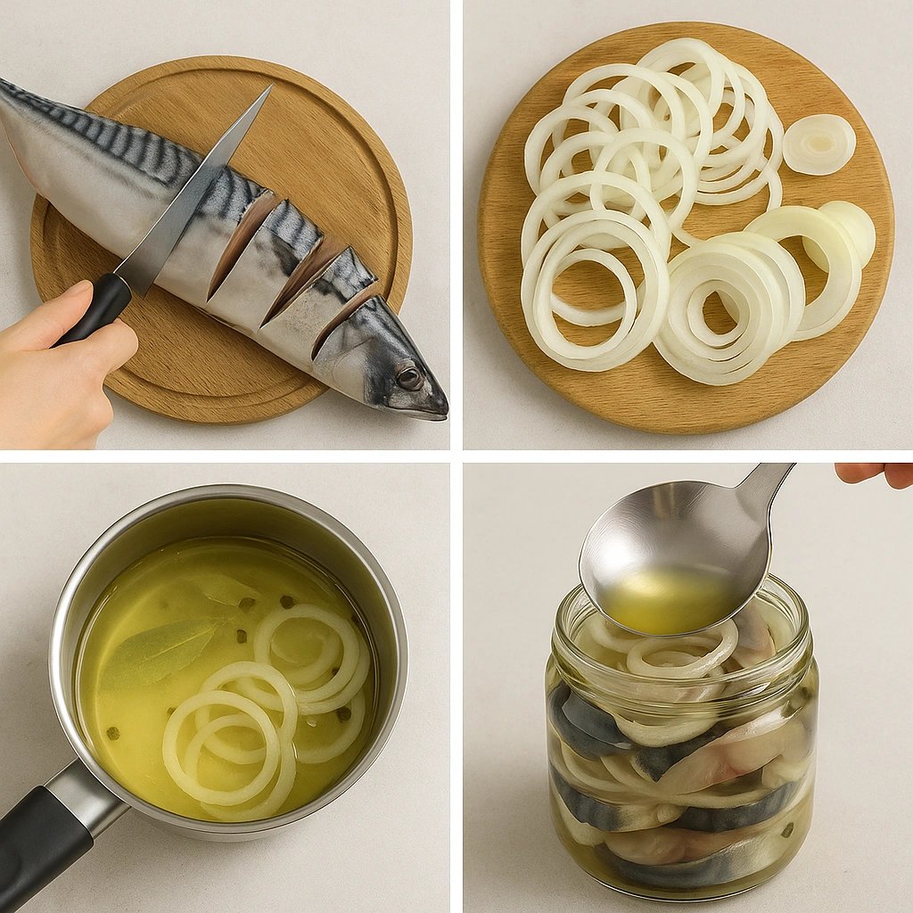 Процес приготування маринованої скумбрії крок за кроком