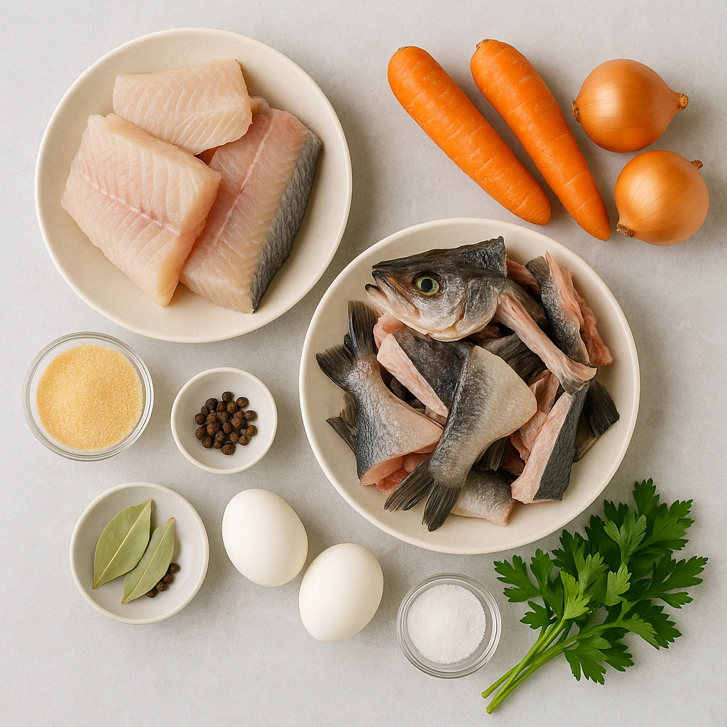 Інгредієнти для приготування залівного з риби