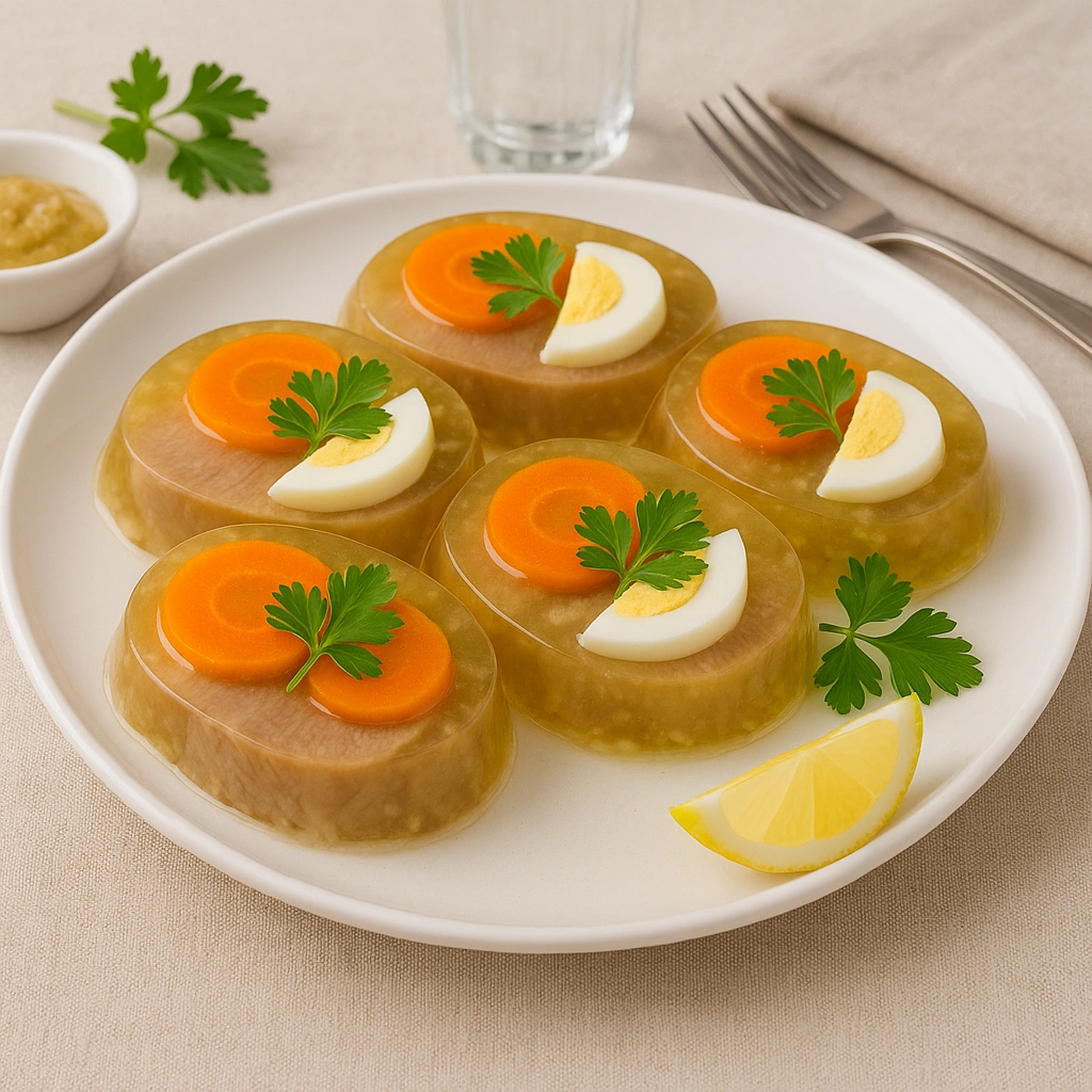 Заливне з яловичого язика на святковому столі