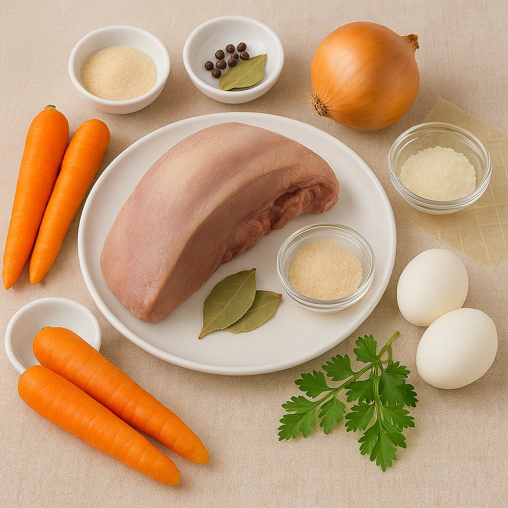 Інгредієнти для заливного з яловичого язика