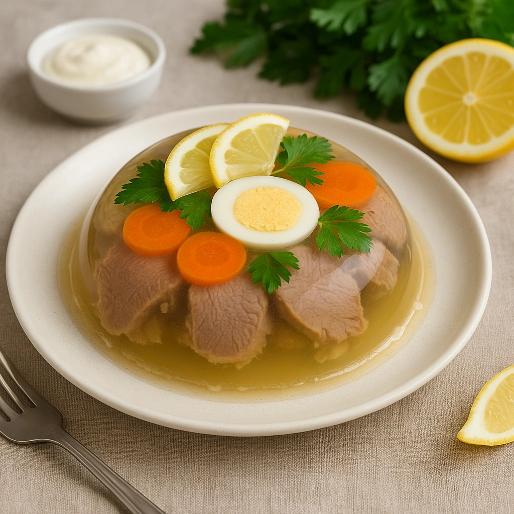 Заливне з яловичого язика у святковій подачі