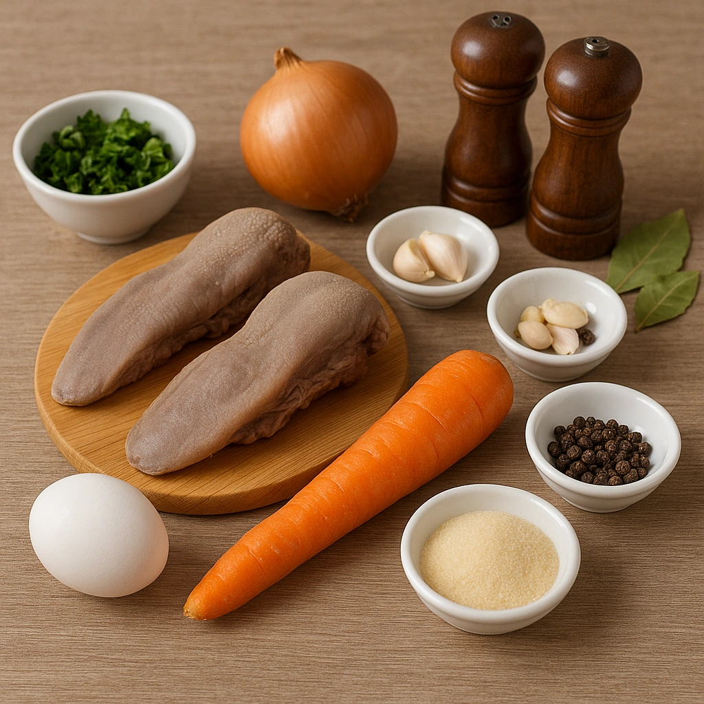 Інгредієнти для залівного зі свинячого язика