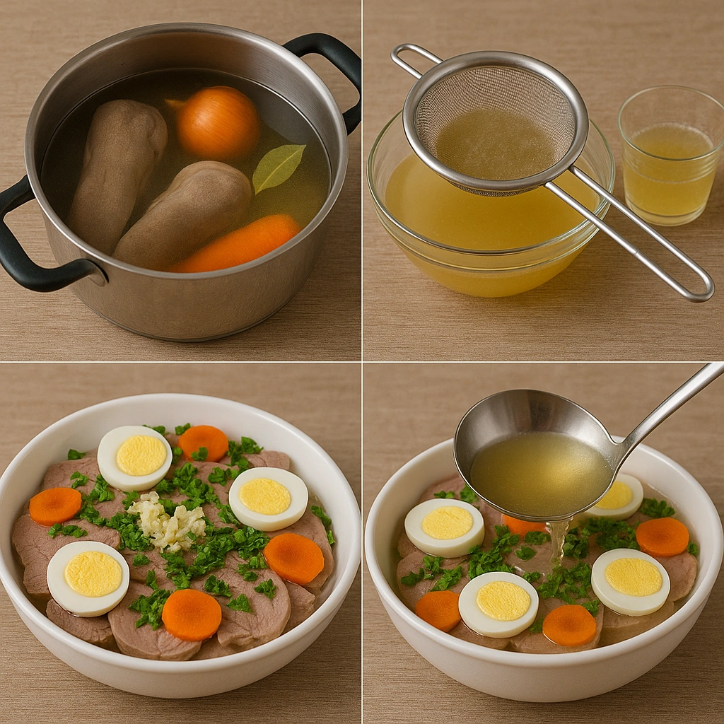 Приготування залівного зі свинячого язика покроково