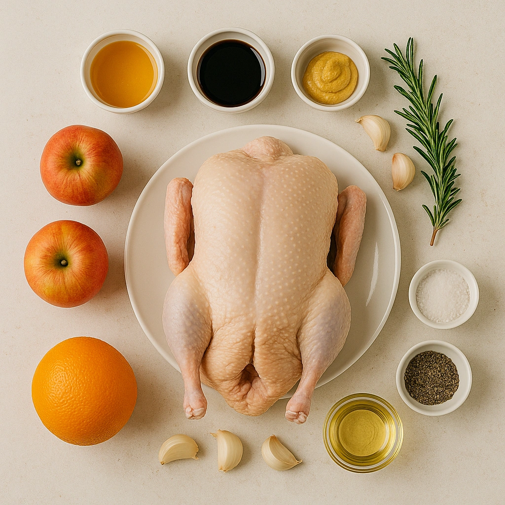 Інгредієнти для запеченої качки на світлому столі