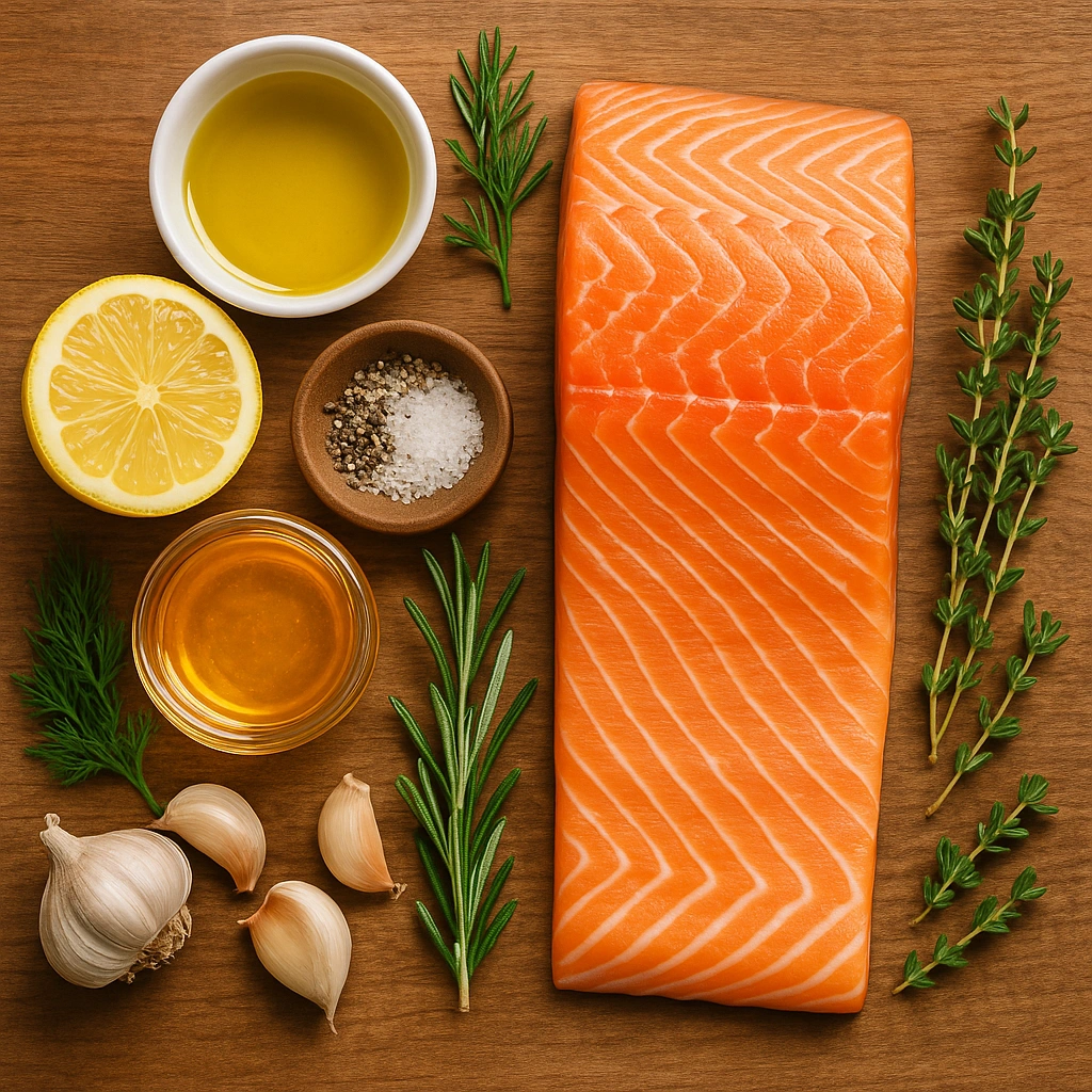Інгредієнти для запеченої сьомги з лимоном і травами