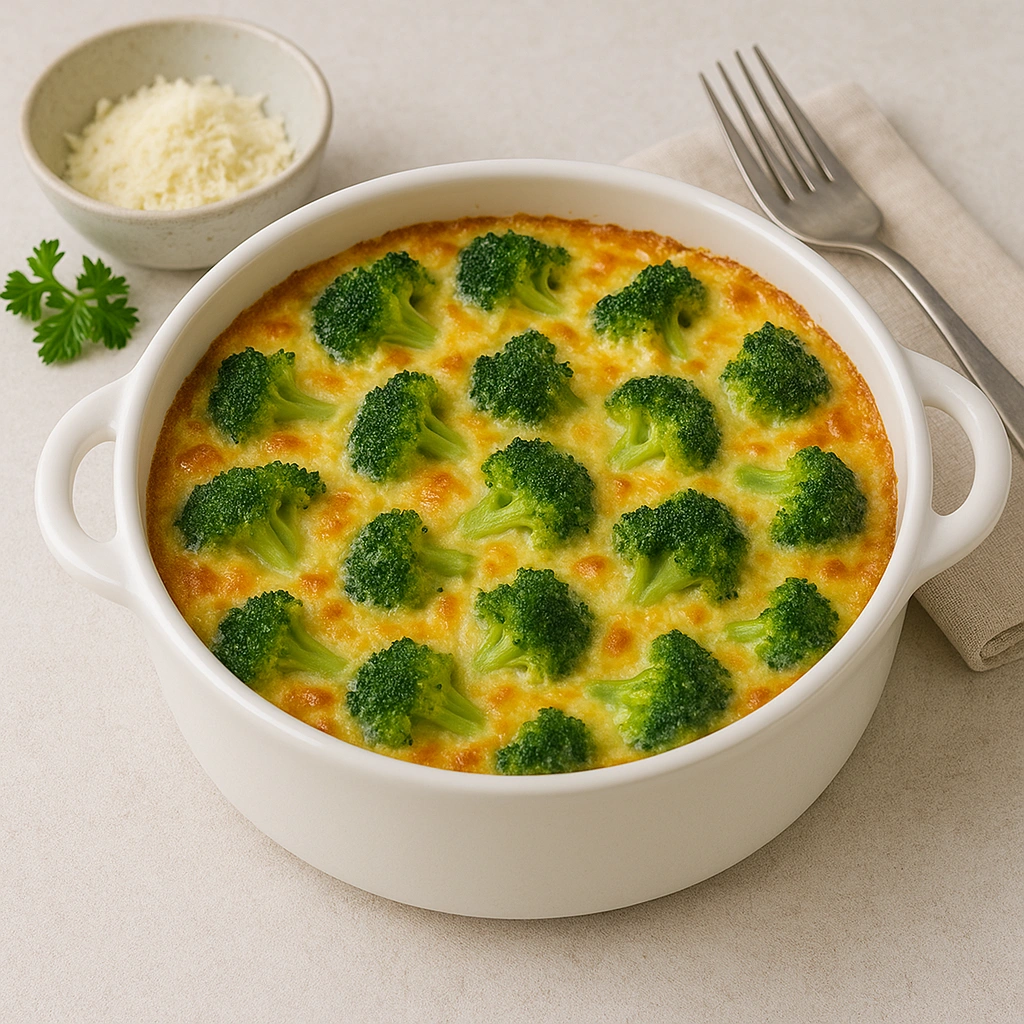 Подача запіканки з броколі на тарілці