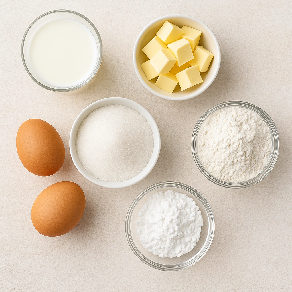 Інгредієнти для приготування заварного крему