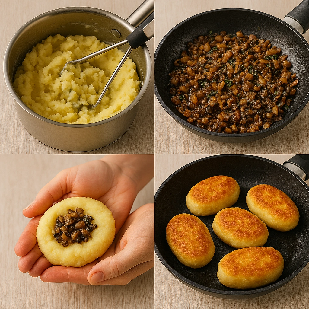 Покроковий процес приготування зразів з грибами