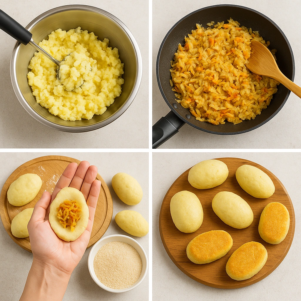 Процес приготування картопляних зразів з капустою