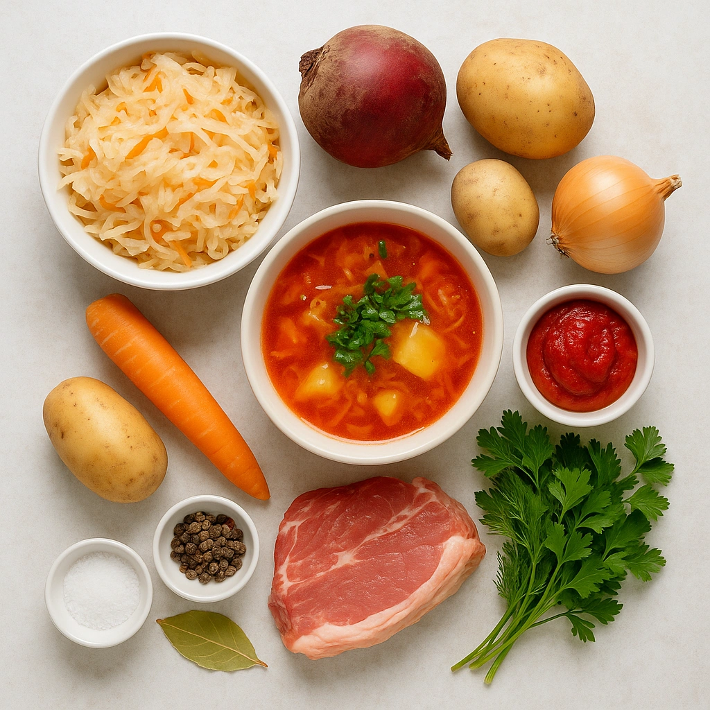 Інгредієнти для борщу з квашеною капустою