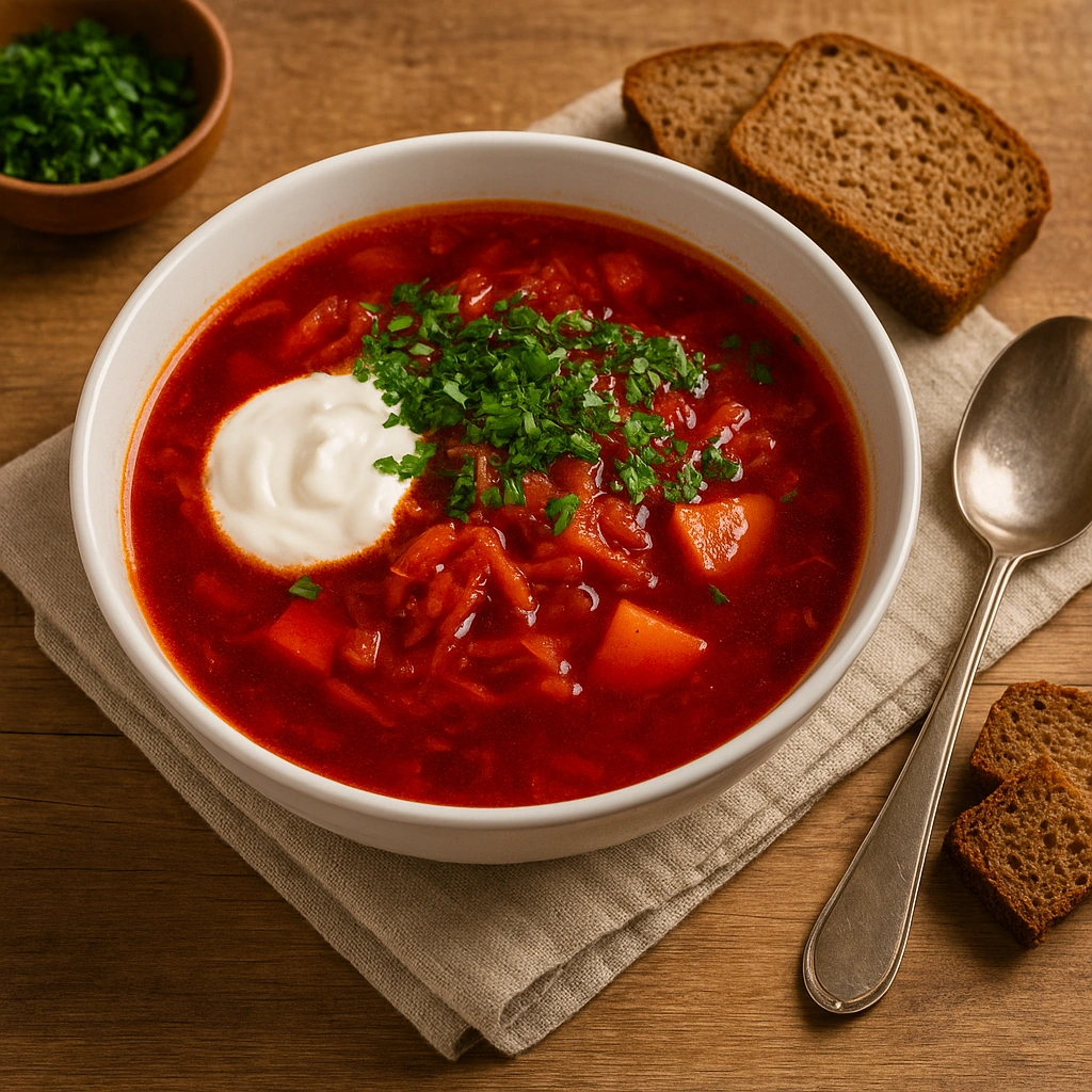 Подача борщу з квашеною капустою