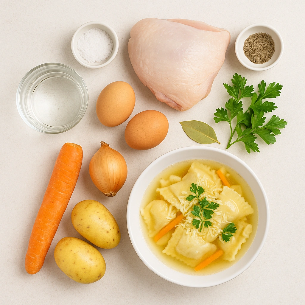 Інгредієнти для бульйону з яйцем